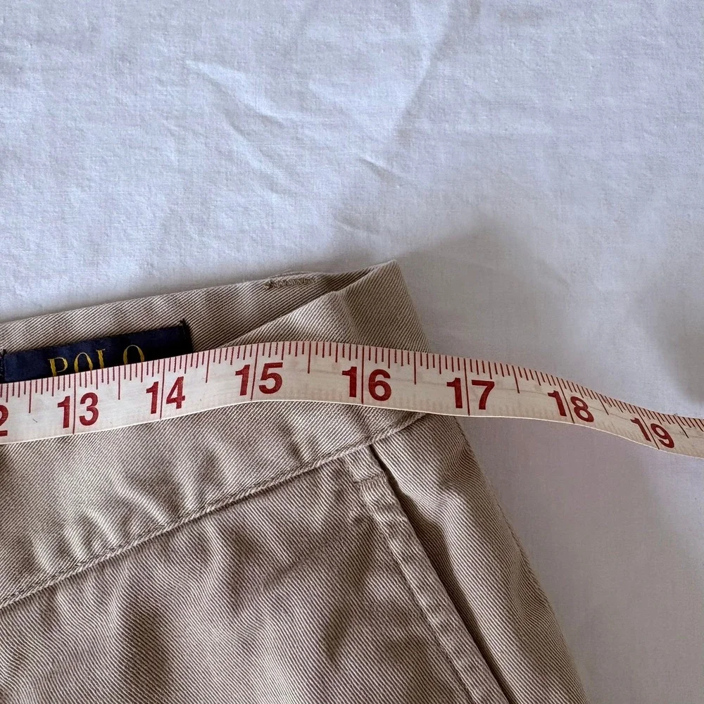 Polo Ralph Lauren Mens Khaki Chino Shorts Tan Cotton Twill Size 34 Flat Front